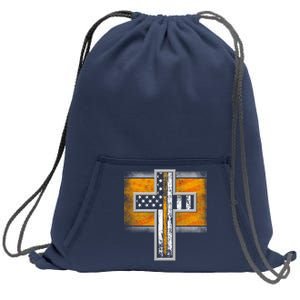 Thin Gold Line Cross Flag Support Front line Workers Sweatshirt Cinch Pack Bag