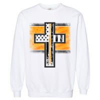 Thin Gold Line Cross Flag Support Front line Workers Garment-Dyed Sweatshirt
