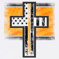 Thin Gold Line Cross Flag Support Front line Workers Garment-Dyed Sweatshirt