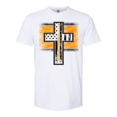 Thin Gold Line Cross Flag Support Front line Workers Softstyle® CVC T-Shirt