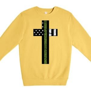 Thin Green Line Cross Military Premium Crewneck Sweatshirt