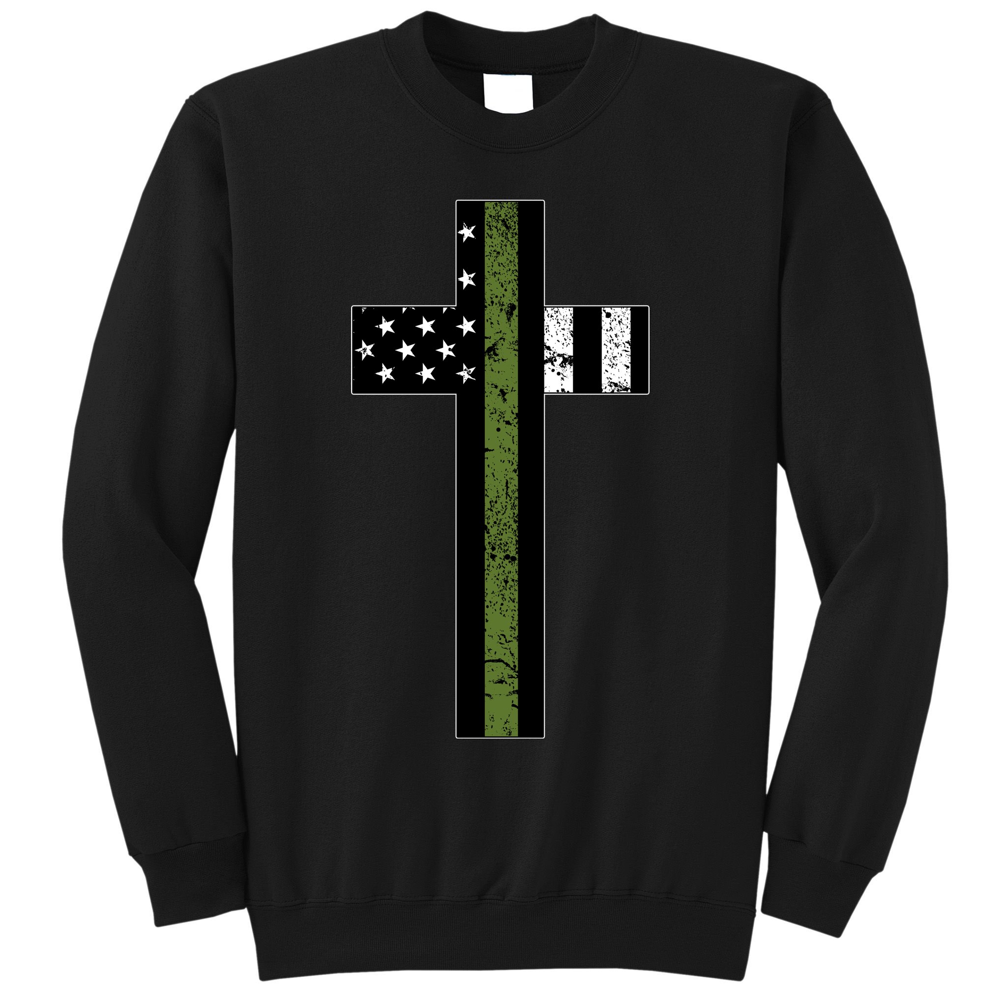 Thin Green Line Cross Military Sweatshirt