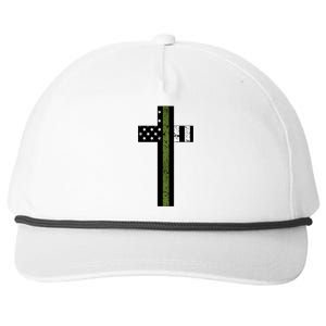 Thin Green Line Cross Military Snapback Five-Panel Rope Hat