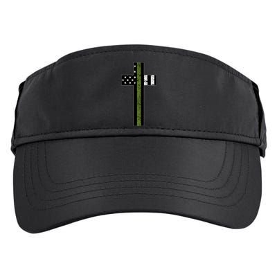 Thin Green Line Cross Military Adult Drive Performance Visor
