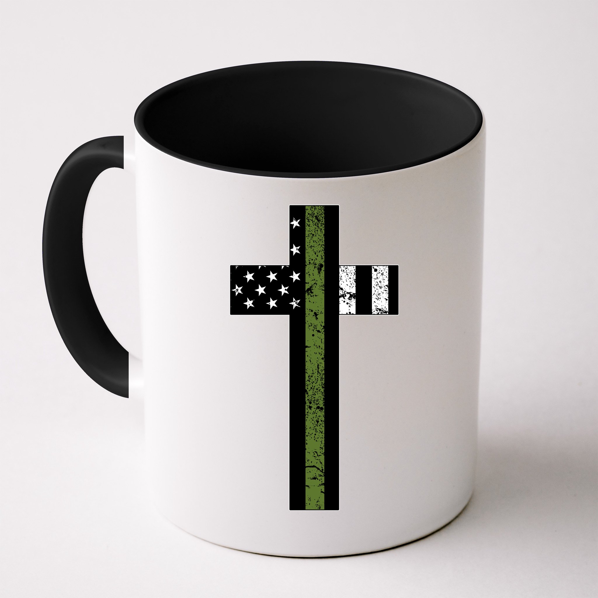 Thin Green Line Cross Military Mug