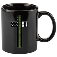 Thin Green Line Cross Military 11oz C Handle Ceramic Mug