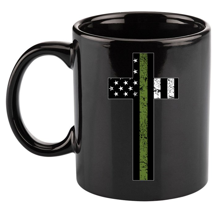 Thin Green Line Cross Military 11oz C Handle Ceramic Mug