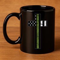 Thin Green Line Cross Military 11oz C Handle Ceramic Mug