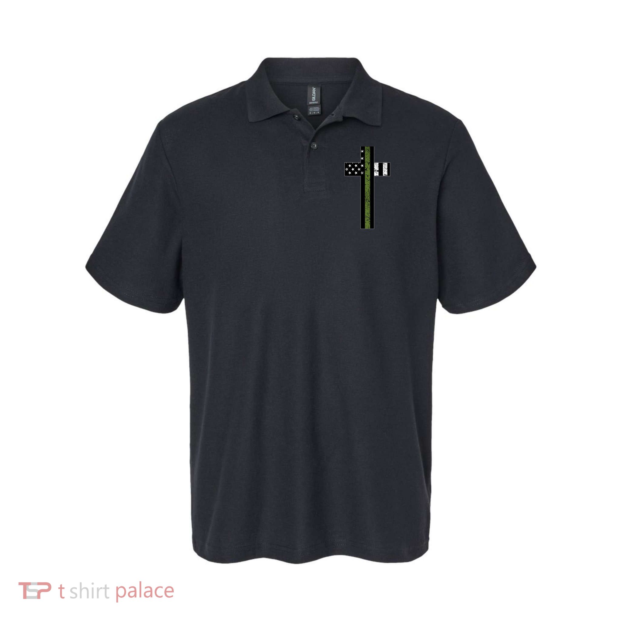 Thin Green Line Cross Military Polo