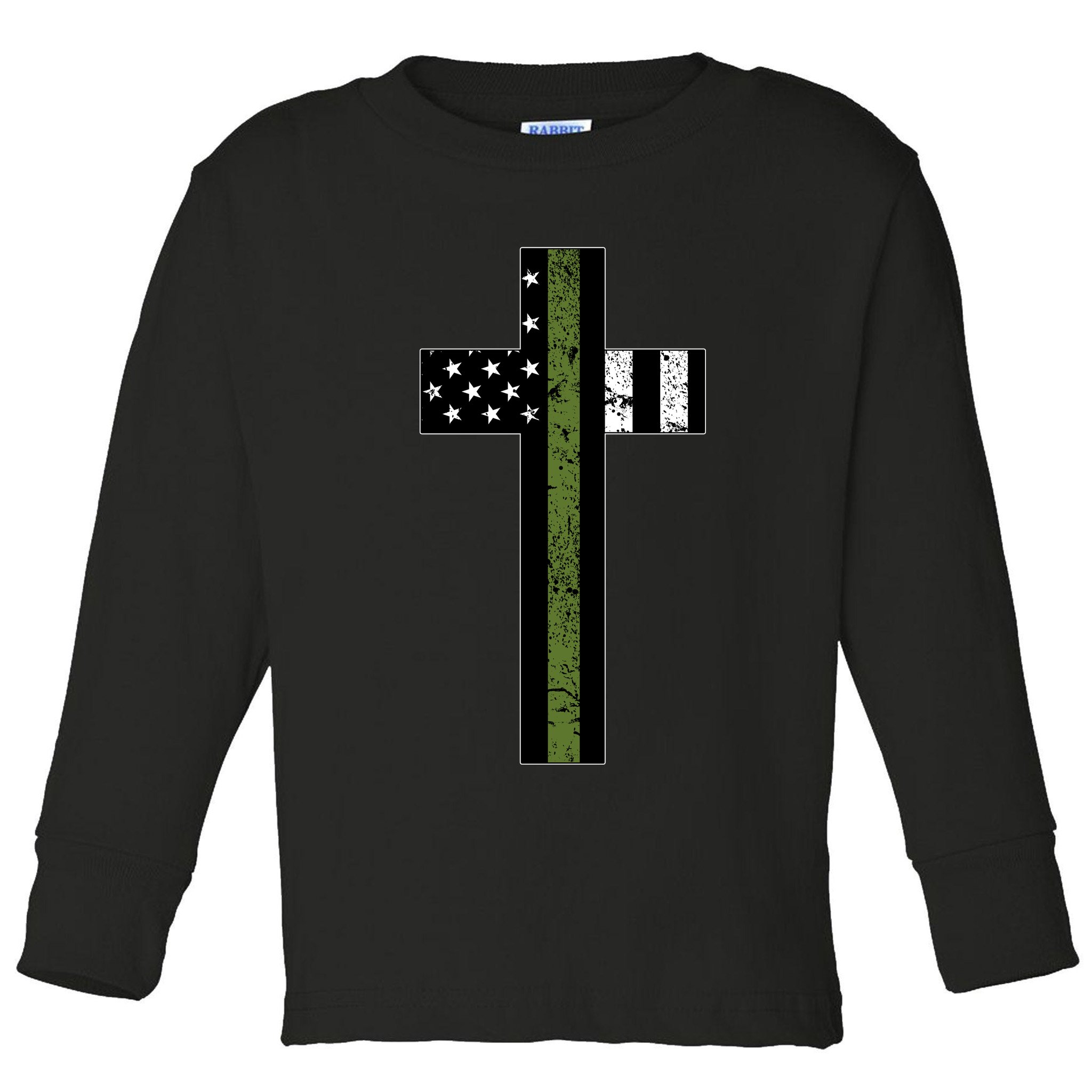 Thin Green Line Cross Military Toddler Long Sleeve Shirt