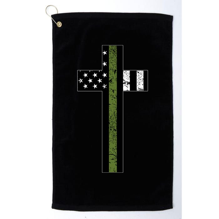 Thin Green Line Cross Military Golf Towel