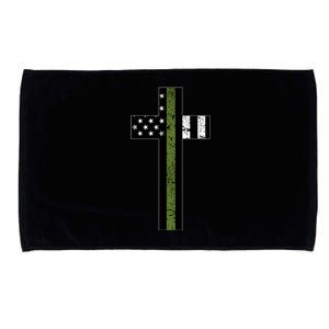 Thin Green Line Cross Military Microfiber Hand Towel