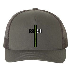 Thin Green Line Cross Military Yupoong Adult 5-Panel Trucker Hat