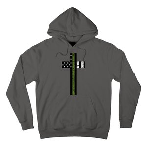 Thin Green Line Cross Military Hoodie