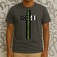 Thin Green Line Cross Military T-Shirt