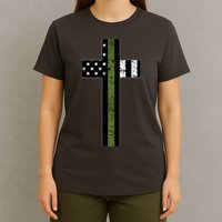 Thin Green Line Cross Military T-Shirt