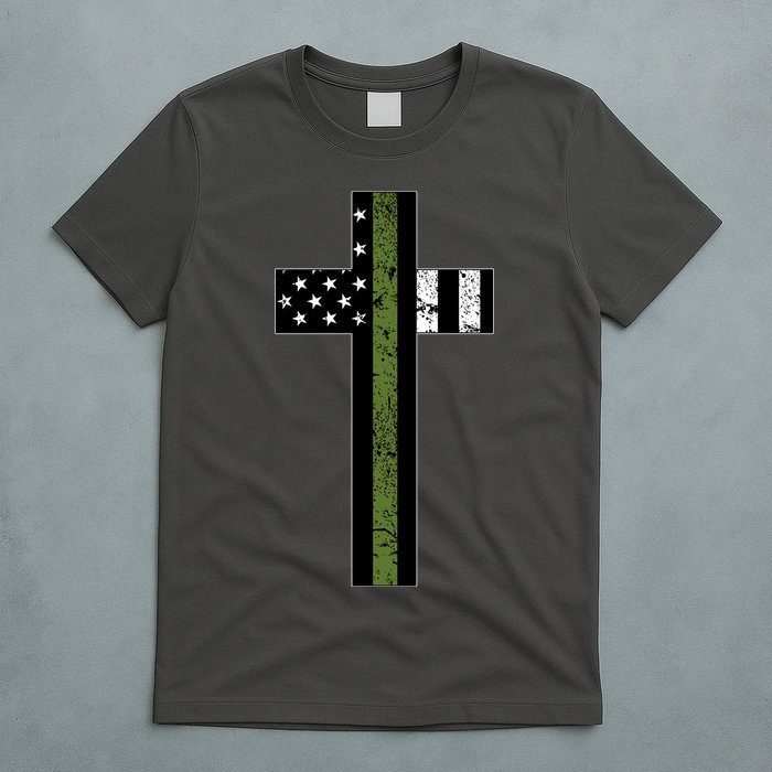 Thin Green Line Cross Military T-Shirt