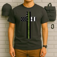 Thin Green Line Cross Military T-Shirt