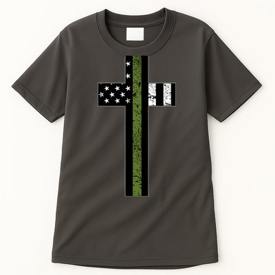 Thin Green Line Cross Military Tall T-Shirt