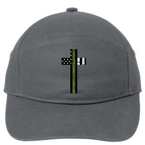 Thin Green Line Cross Military 7-Panel Snapback Hat