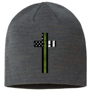 Thin Green Line Cross Military Sustainable Beanie