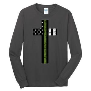 Thin Green Line Cross Military Tall Long Sleeve T-Shirt