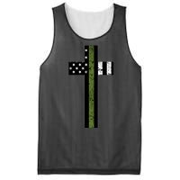 Thin Green Line Cross Military Mesh Reversible Basketball Jersey Tank