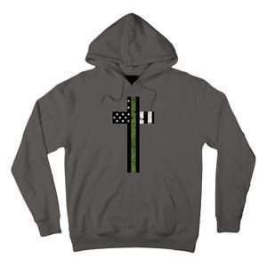 Thin Green Line Cross Military Tall Hoodie