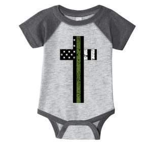 Thin Green Line Cross Military Infant Baby Jersey Bodysuit