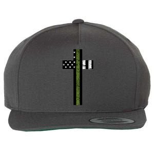 Thin Green Line Cross Military Wool Snapback Cap