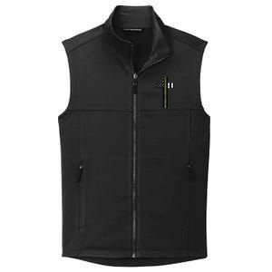 Thin Green Line Cross Military Collective Smooth Fleece Vest