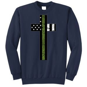 Thin Green Line Cross Military Sweatshirt