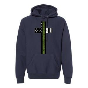 Thin Green Line Cross Military Premium Hoodie