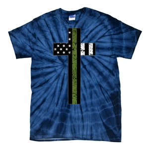 Thin Green Line Cross Military Tie-Dye T-Shirt