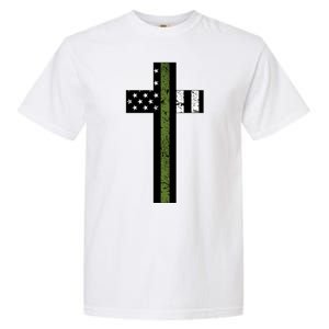 Thin Green Line Cross Military Garment-Dyed Heavyweight T-Shirt