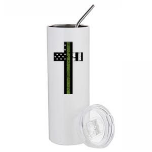 Thin Green Line Cross Military Stainless Steel Tumbler