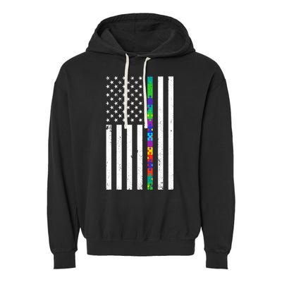 Thin Puzzle Line Autism Flag Garment-Dyed Fleece Hoodie
