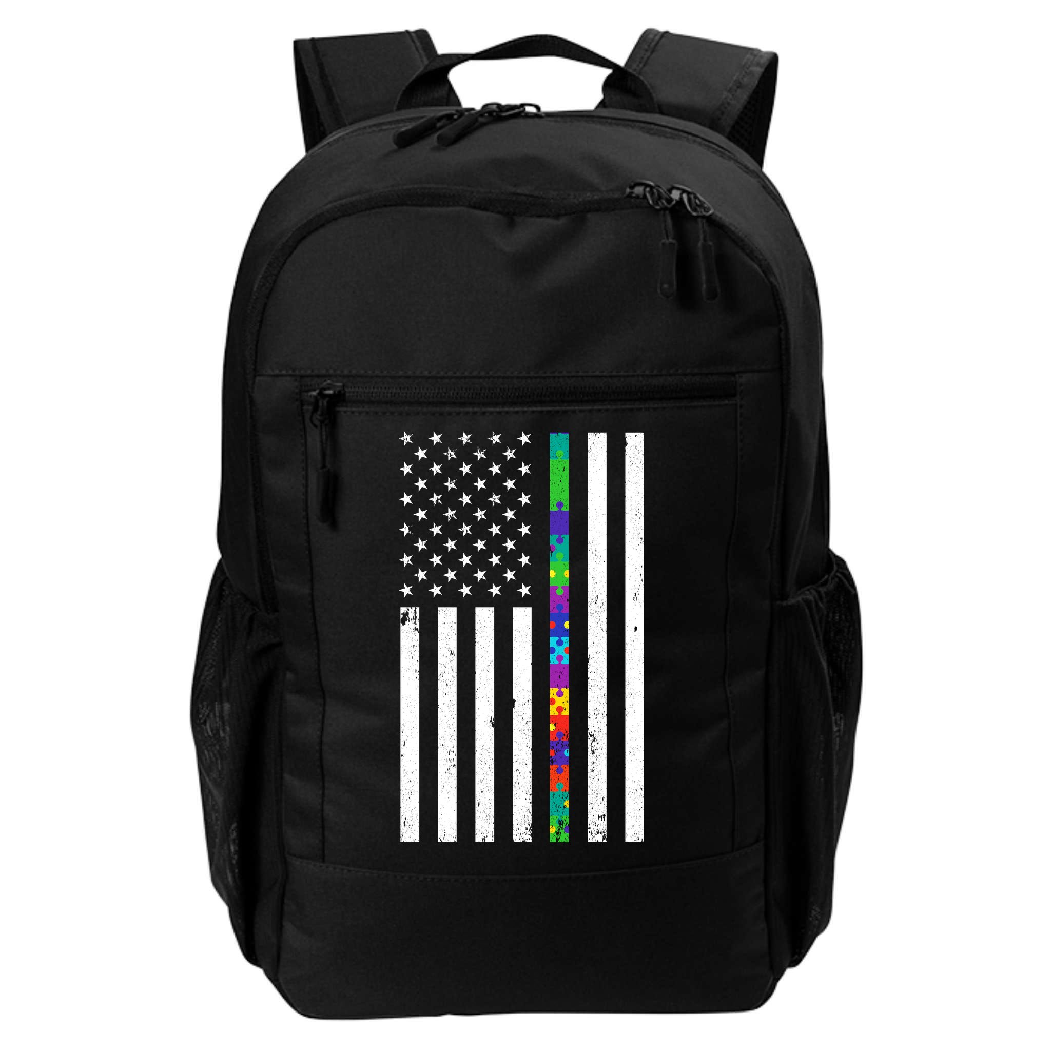 Thin Puzzle Line Autism Flag Backpack