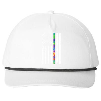 Thin Puzzle Line Autism Flag Snapback Five-Panel Rope Hat