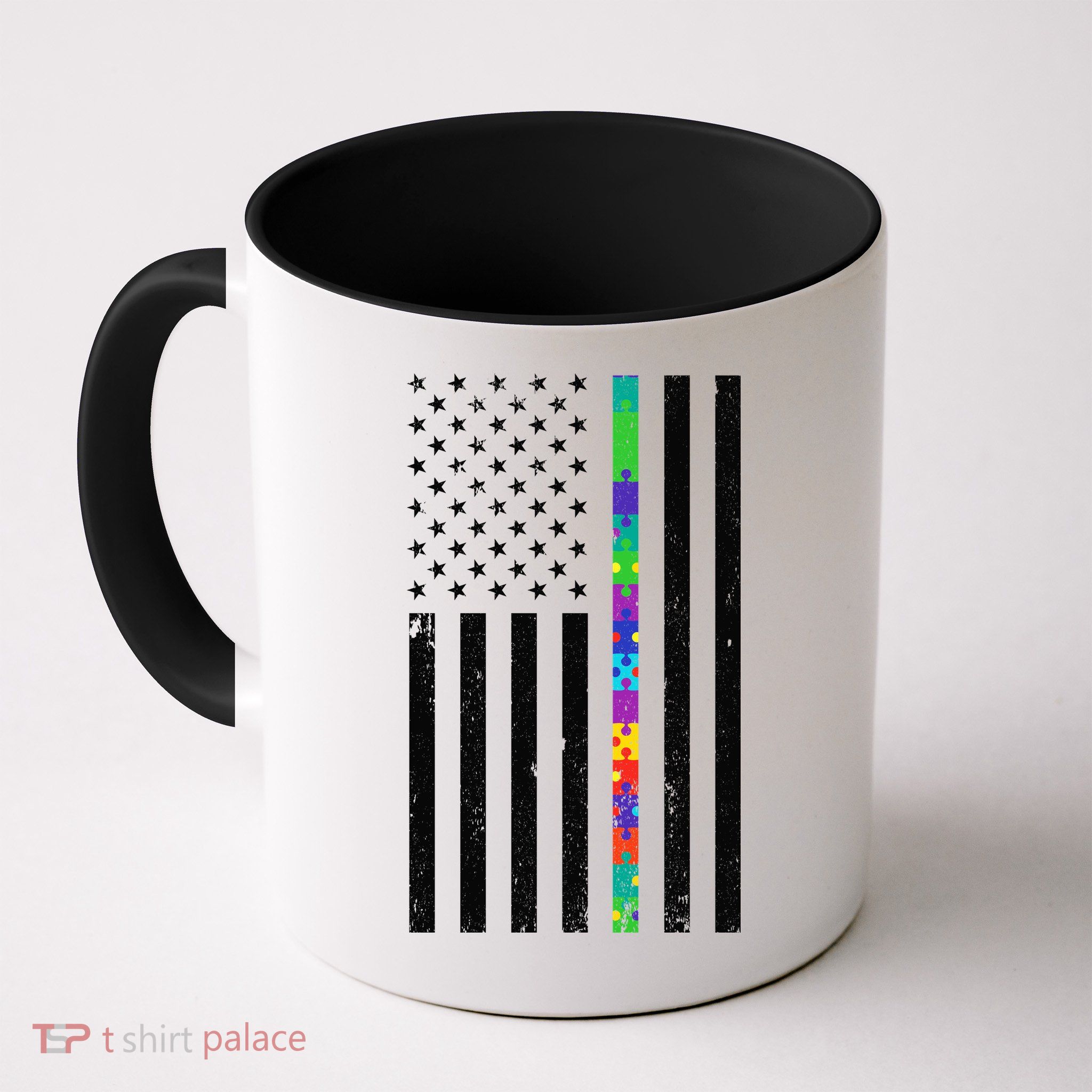 Thin Puzzle Line Autism Flag Mug