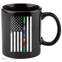 Thin Puzzle Line Autism Flag 11oz C Handle Ceramic Mug