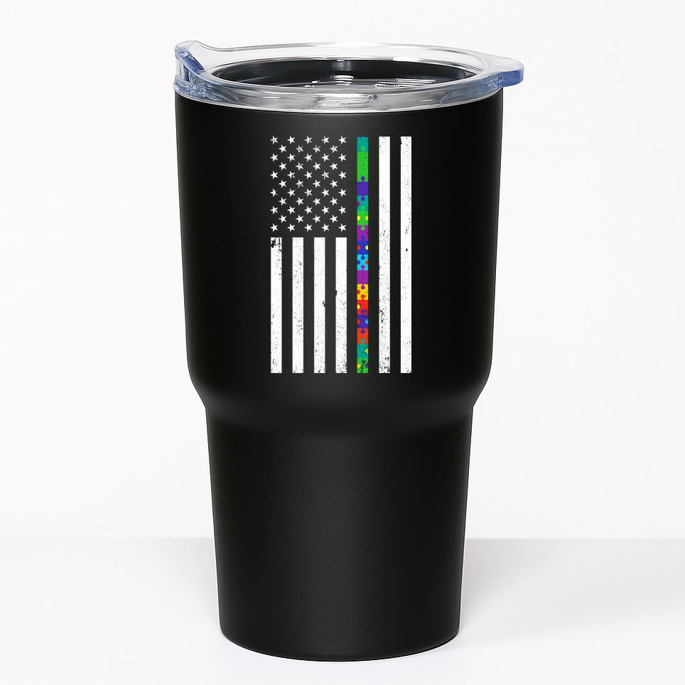 Thin Puzzle Line Autism Flag Tumbler