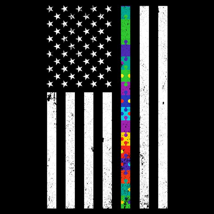 Thin Puzzle Line Autism Flag Cropped Pullover Crew