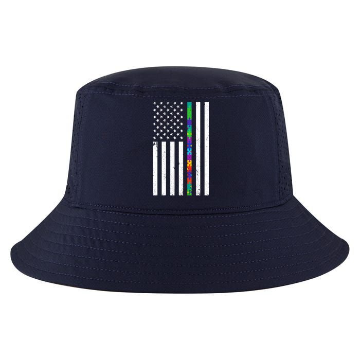 Thin Puzzle Line Autism Flag Cool Comfort Performance Bucket Hat