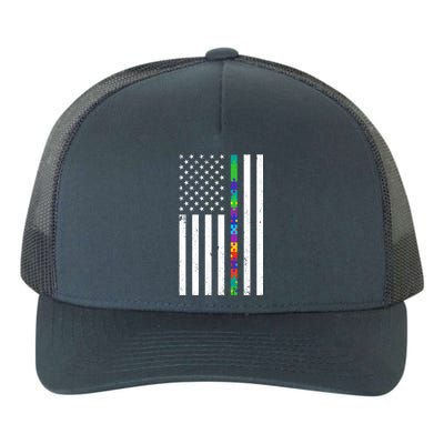 Thin Puzzle Line Autism Flag Yupoong Adult 5-Panel Trucker Hat