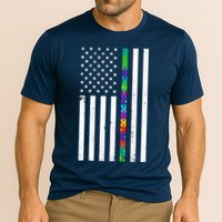 Thin Puzzle Line Autism Flag Performance Shirt