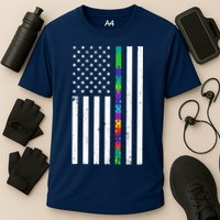 Thin Puzzle Line Autism Flag Performance Shirt