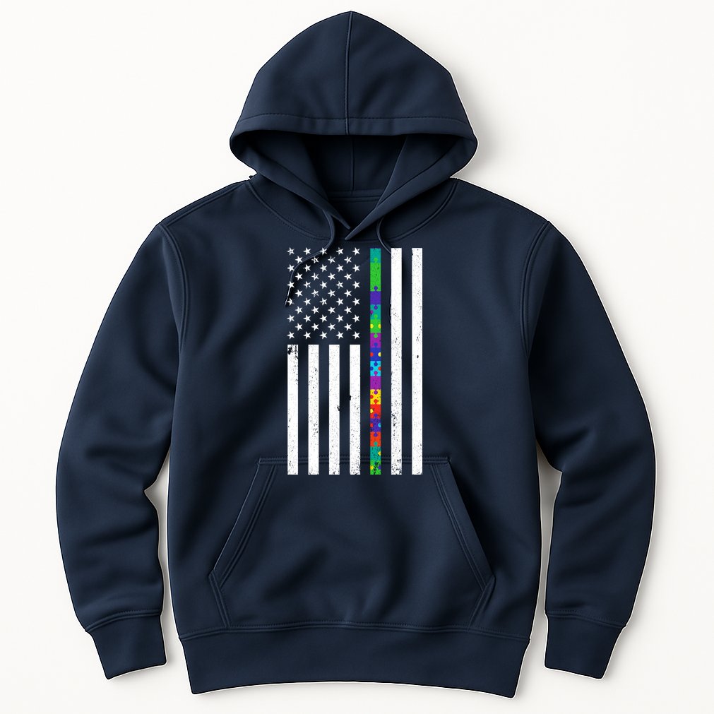 Thin Puzzle Line Autism Flag Hoodie