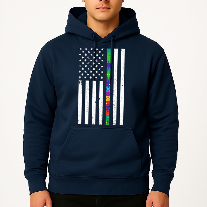 Thin Puzzle Line Autism Flag Hoodie