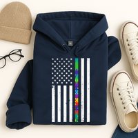 Thin Puzzle Line Autism Flag Hoodie